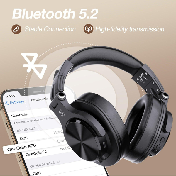 Наушники OneOdio Fusion A70, Bluetooth+3,5 мм/6,35 мм, Black