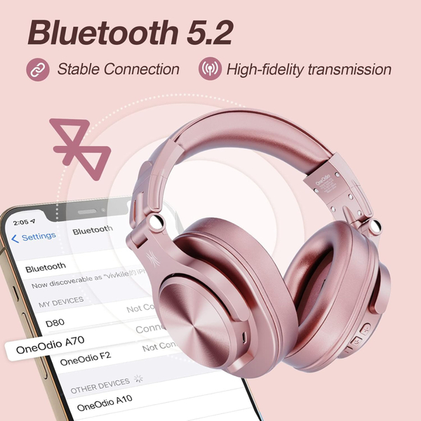 Навушники OneOdio Fusion A70, Bluetooth+3,5мм/6,35мм, Rose Gold