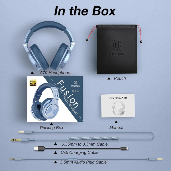 Наушники OneOdio Fusion A70, Bluetooth+3,5мм/6,35мм, Sky Blue