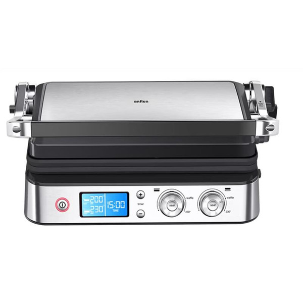 Гриль Braun  прижимний MultiGrill 9 CG 2000Вт, темп. режимів-3, з`ємні пластини, метал