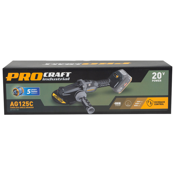 Акумуляторна болгарка Procraft industrial AG125С (без акб та зп)