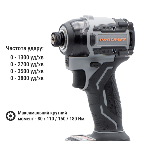 Акумуляторний Гайкокрут Procraft Industrial ID20A (з 1 акб та зп)