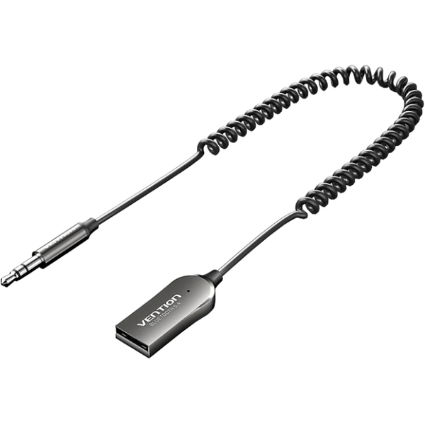 Автомобильный аудиоприемник AUX TRS 3.5 мм USB Bluetooth 5.4 Coiled Cable 1.5M Gray Zinc Alloy