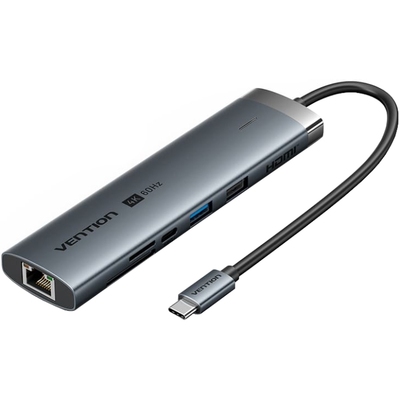 Док-станція USB3.2 Type-C --> HDMI/USB3.0/USB2.0/RJ45/SD/TF/PD 100W Hub 8-in-1 Vention