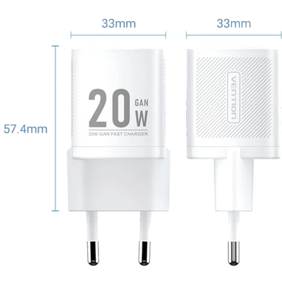 Зарядний пристрій 20W PD 1xUSB-C білий Vention
