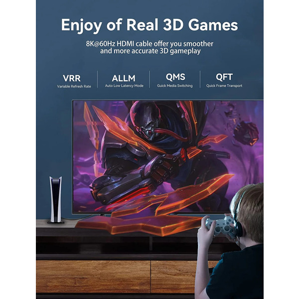 Кабель HDMI M - M, 1.5 м, V2.1, 8K 60Гц обплетення, Blue Aluminum Alloy Type Vention