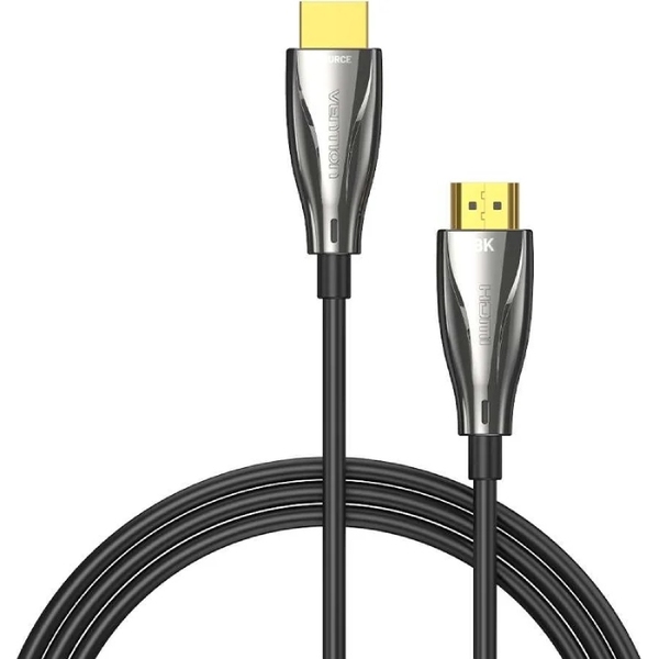 Кабель HDMI M - M,15.0 м, V2.1, Optical 8K 60Гц 48Gbps Dolby 7.1 TPE Black Zinc Alloy  Vention