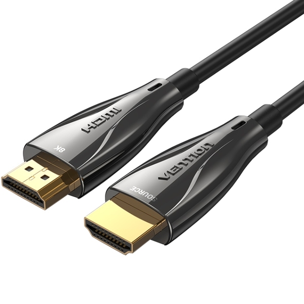Кабель HDMI M - M,15.0 м, V2.1, Optical 8K 60Гц 48Gbps Dolby 7.1 TPE Black Zinc Alloy  Vention
