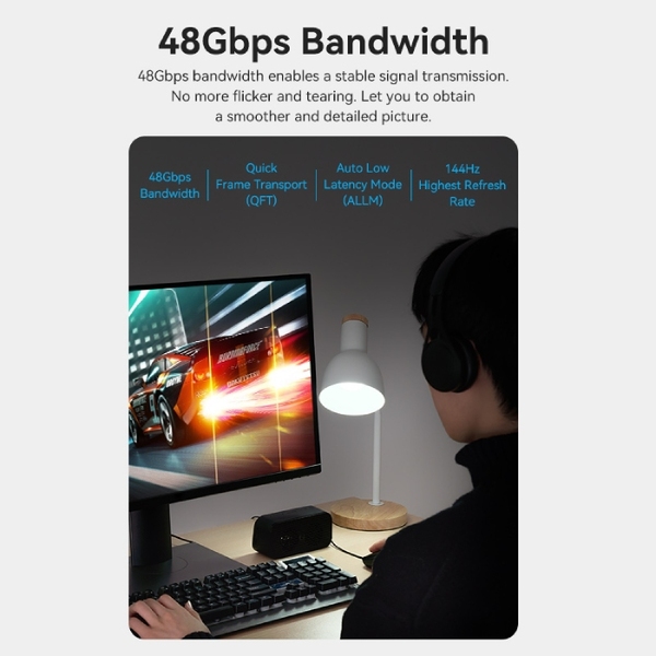 Кабель HDMI M - M,15.0 м, V2.1, Optical 8K 60Гц 48Gbps Dolby 7.1 TPE Black Zinc Alloy  Vention