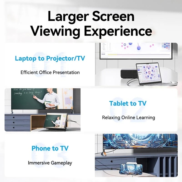 Кабель USB 2.0 HDMI M - Type-C , 2.0m  4K 60 Гц PVC Black Vention