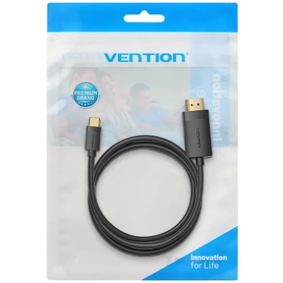 Кабель USB 2.0 HDMI M - Type-C , 2.0m  4K 60 Гц PVC Black Vention