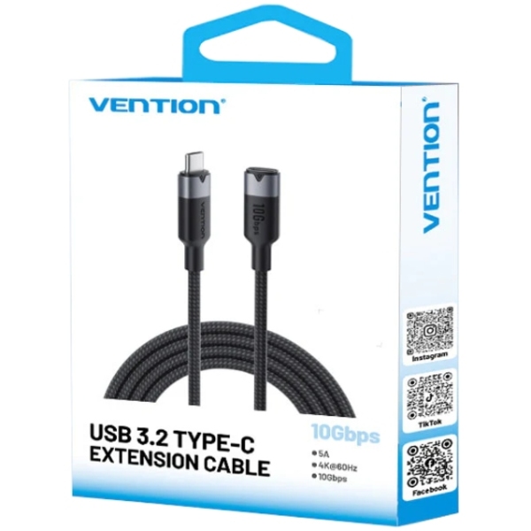 Кабель продовжувач USB 3.2 Gen2 Type-C M-F 1.0 м 100W 10Gbps 4K60HZ  Vention