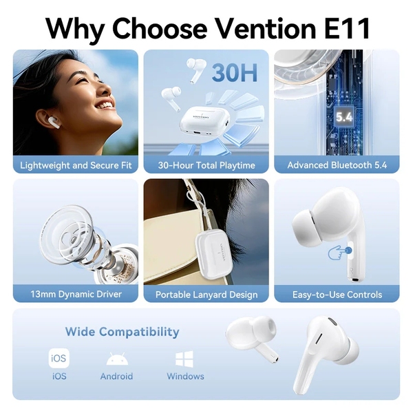 Навушники TWS Vention Elf Earbuds ECHO LITE E11 White