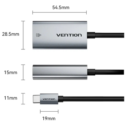 Перехідник USB Type-C--> Ethernet RJ45 1000Mb чорний Aluminum Alloy Type Vention