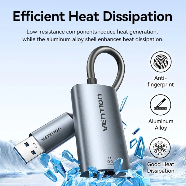 Перехідник USB Type-C/USB-A --> Ethernet RJ45 1000Mb сірий Aluminum Alloy Type Vention