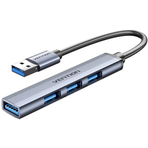 Хаб USB 3.0 -> 1xUSB 3.0/3xUSB 2.0, 0.15м, 5 Гбіт/с, Grey Vention