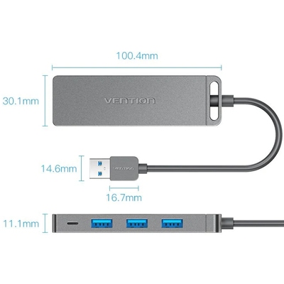 Хаб USB 3.0--> 4xUSB-A 3.0, 5Gbps,  Black Vention