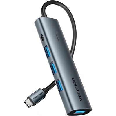 Хаб USB 3.0 Type-C -> 4xUSB 3.0/1xUSB-C, 5Gbps, Black Vention