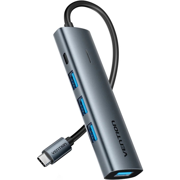 Хаб USB 3.0 Type-C -> 4xUSB 3.0/1xUSB-C, 5Gbps, Black Vention