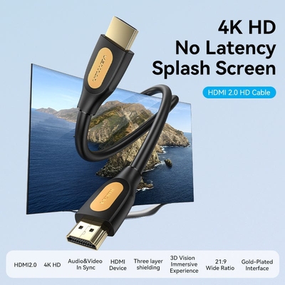 Кабель HDMI M - M, 1.5 м, V2.0, 4K 60Гц, PVC type, чорний, Vention