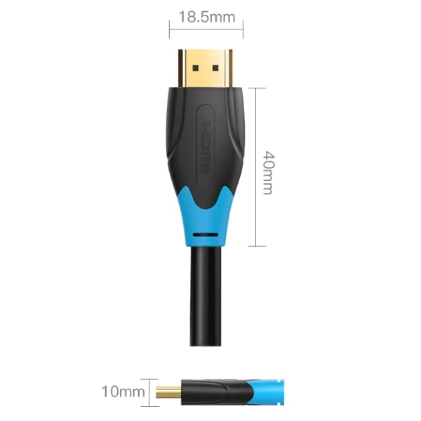 Кабель HDMI M - M, 10.0 м, V1.4, 4K/HD 60Гц, PVC type, чорний, Vention