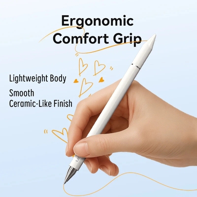 Стилус - ручка для ємнісних екранів 3-в-1 Magnetic Stylus Pen White Aluminum Alloy Type Vention