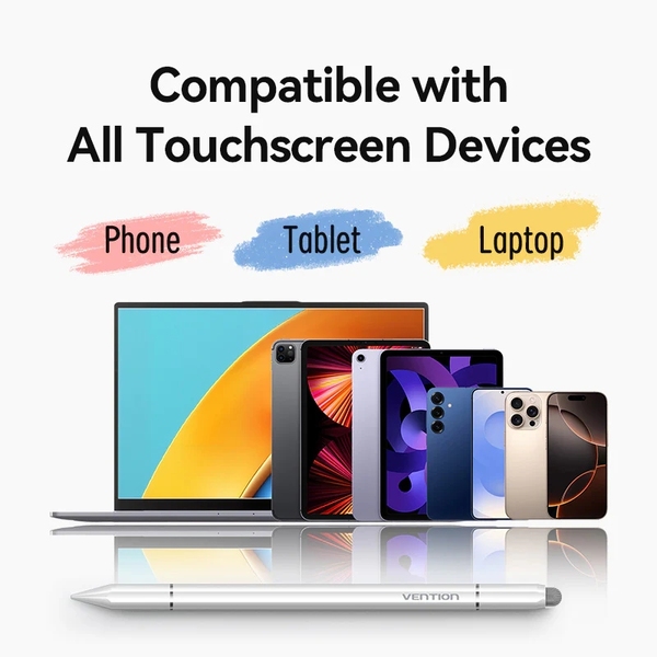 Стилус - ручка для ємнісних екранів 3-в-1 Magnetic Stylus Pen White Aluminum Alloy Type Vention