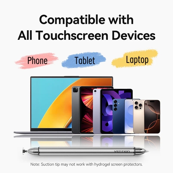 Стилус - ручка для ємнісних екранів 2-в-1 Stylus Pen Gray Aluminum Alloy Type Vention