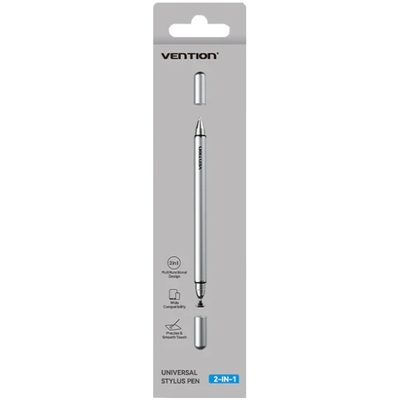 Стилус - ручка для ємнісних екранів 2-в-1 Stylus Pen Gray Aluminum Alloy Type Vention