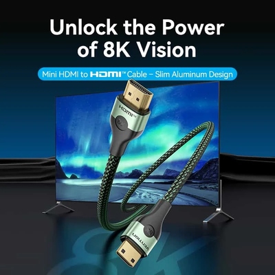 Кабель HDMI M - Mini M 2.0 м, V2.1 8K 60Гц Aluminum Alloy Type, Green Vention