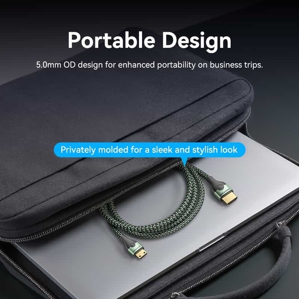 Кабель HDMI M - Mini M 2.0 м, V2.1 8K 60Гц Aluminum Alloy Type, Green Vention