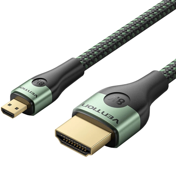 Кабель HDMI M - Micro HDMI M, 2.1 м, V2.0 8K 60Гц Aluminum Alloy Type Green Vention
