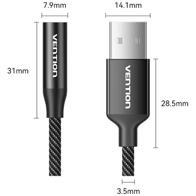Звукова карта USB AUX jack, TRRS Ear, 0.25 м 96 кГц/24 біт 2-в-1 DSP шумозаглушення Vention