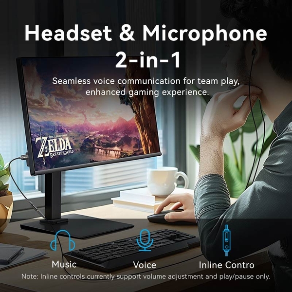 Звукова карта USB AUX jack, TRRS Ear, 0.25 м 96 кГц/24 біт 2-в-1 DSP шумозаглушення Vention