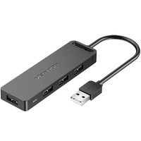 Хаб USB 2.0 -> 4xUSB 2.0, 0.15м, Black Vention