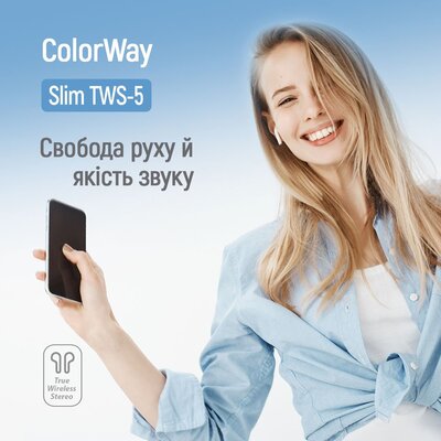 Bluetooth-гарнитура СolorWay Slim TWS-5 Earbuds White (CW-TWS5WT)