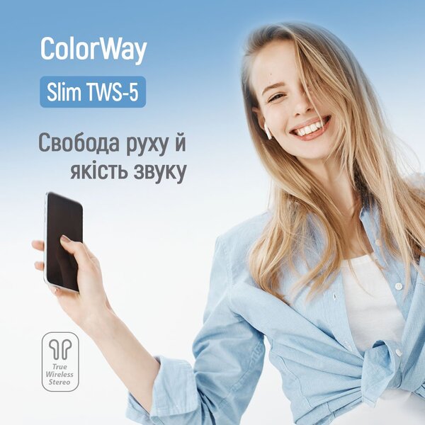 Навушники СolorWay Slim TWS-5 Earbuds White (CW-TWS5WT)