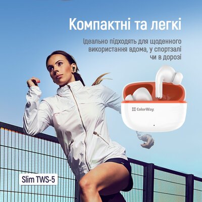 Bluetooth-гарнитура СolorWay Slim TWS-5 Earbuds White (CW-TWS5WT)