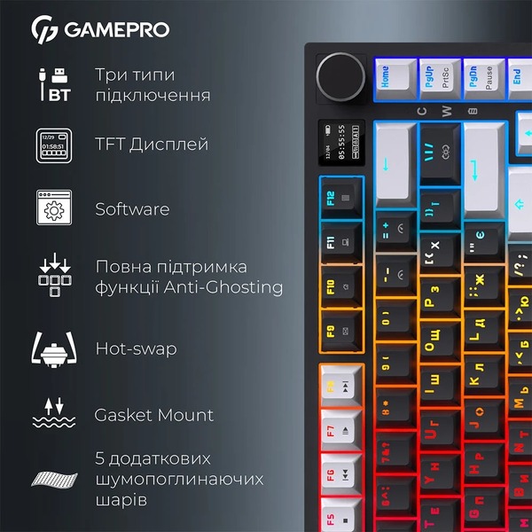 Клавиатура беспроводная GamePro Asgard Valhalla Pro Black (MK160B-D-Pro)