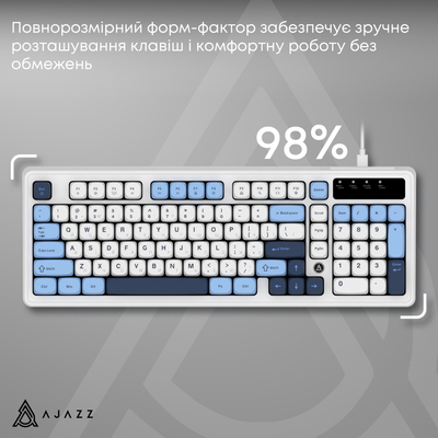 Клавиатура Ajazz AF98 Black USB-C Glacier Blue (AF98-GB)