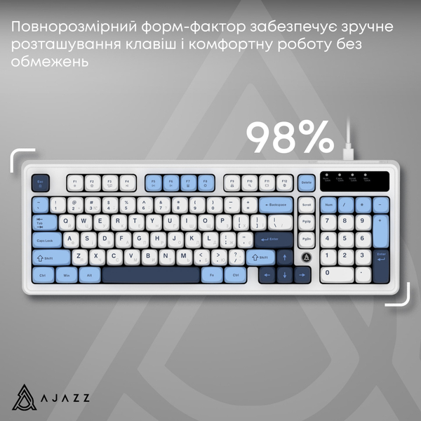 Клавиатура Ajazz AF98 Black USB-C Glacier Blue (AF98-GB)