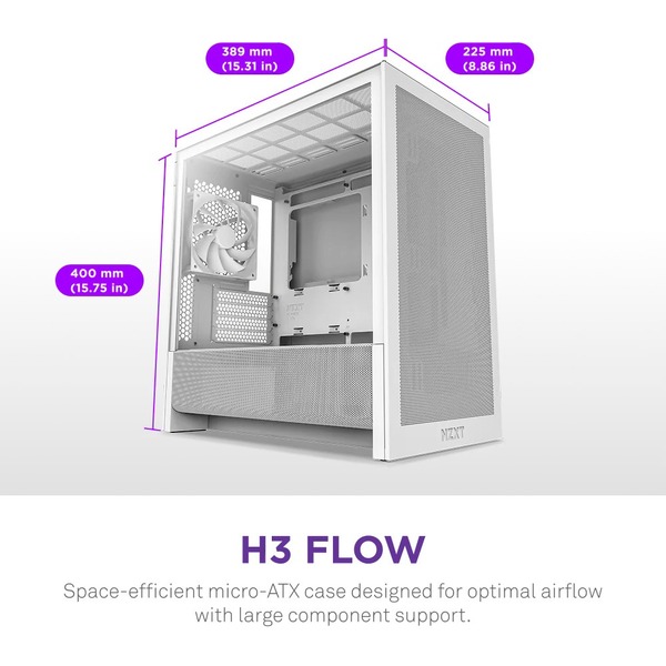 Корпус NZXT H3 Flow White без БП (CC-H31FW-01)