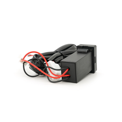 Flush-mounted car charger 38W-L01T03-Fuse, PD+QC, Type-C: 20W, USB: 18W, soldering wire kit with fuse, 33x22x58mm, Black