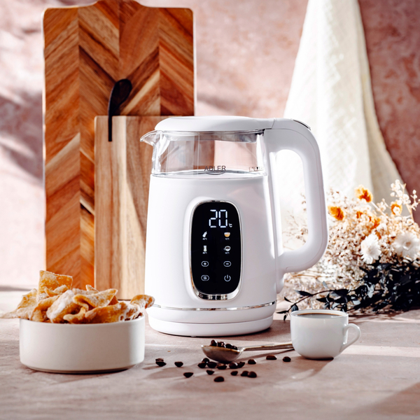 Електрочайник Adler AD 1305 white silver 1850-2200Вт/ 1.7л/ скло/ встановлення температури/