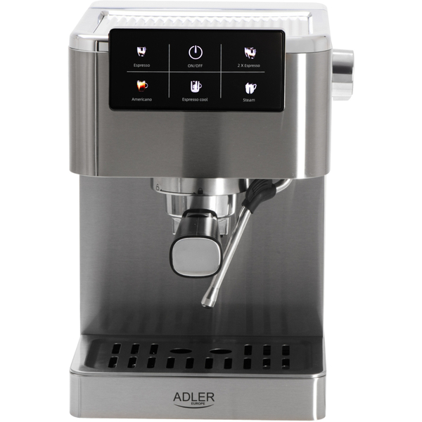 Кавомашина Adler AD 4390 ріжкова/ 1350 Вт/ 20 бар/ 1,5л/ мелена/ капучінатор/сіра