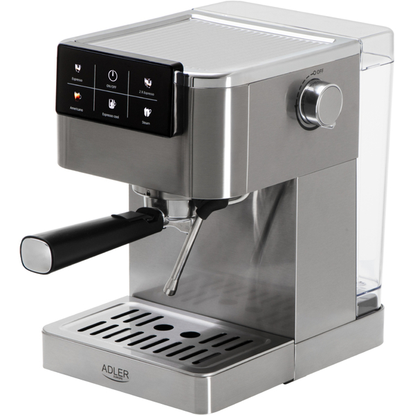 Кавомашина Adler AD 4390 ріжкова/ 1350 Вт/ 20 бар/ 1,5л/ мелена/ капучінатор/сіра