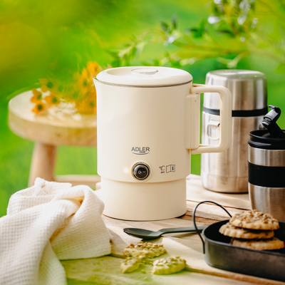 Електрочайник Adler AD 1388b дорожній 650Вт/ 0.8л/ подвійні стінки/ автовимкнення/бежевий