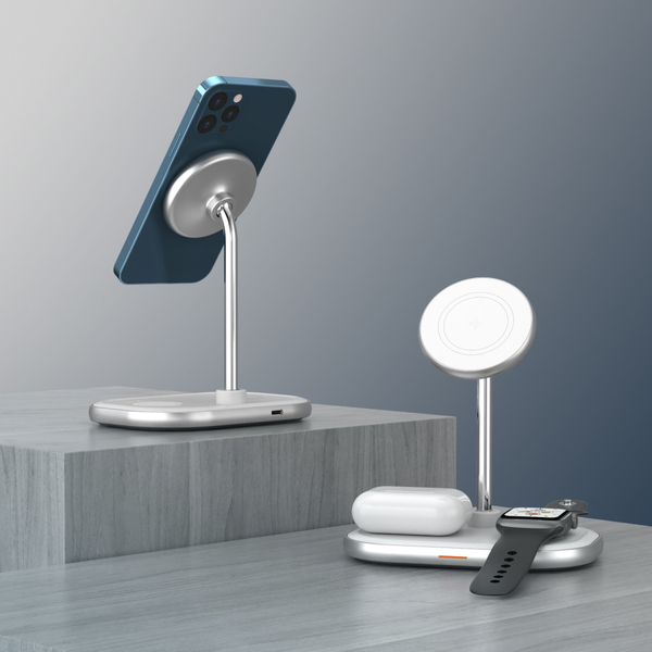 Зарядний пристрій 15W 3-in-1 Magnetic Wireless Fast Charger white Energizer