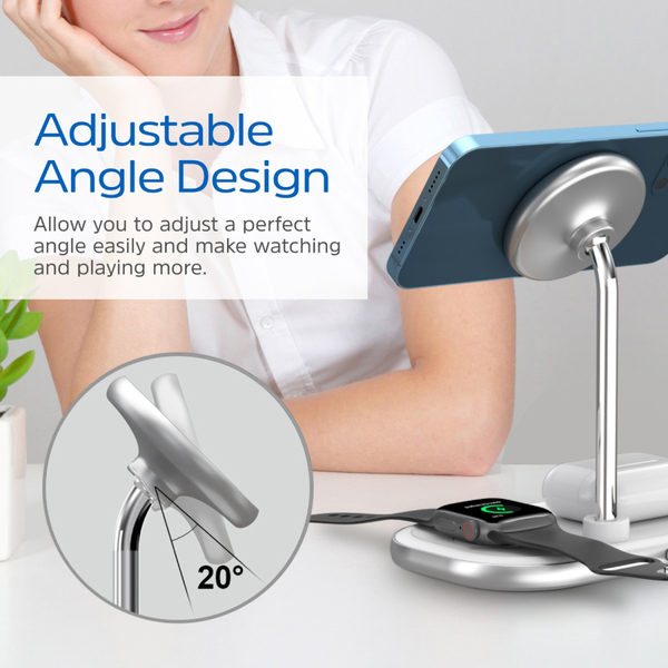 Зарядний пристрій 15W 3-in-1 Magnetic Wireless Fast Charger white Energizer