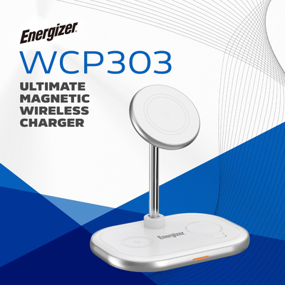 Зарядний пристрій 15W 3-in-1 Magnetic Wireless Fast Charger white Energizer